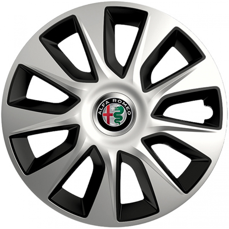 PUKLICE PRE ALFA ROMEO 15" STRATOS silver/black 4ks